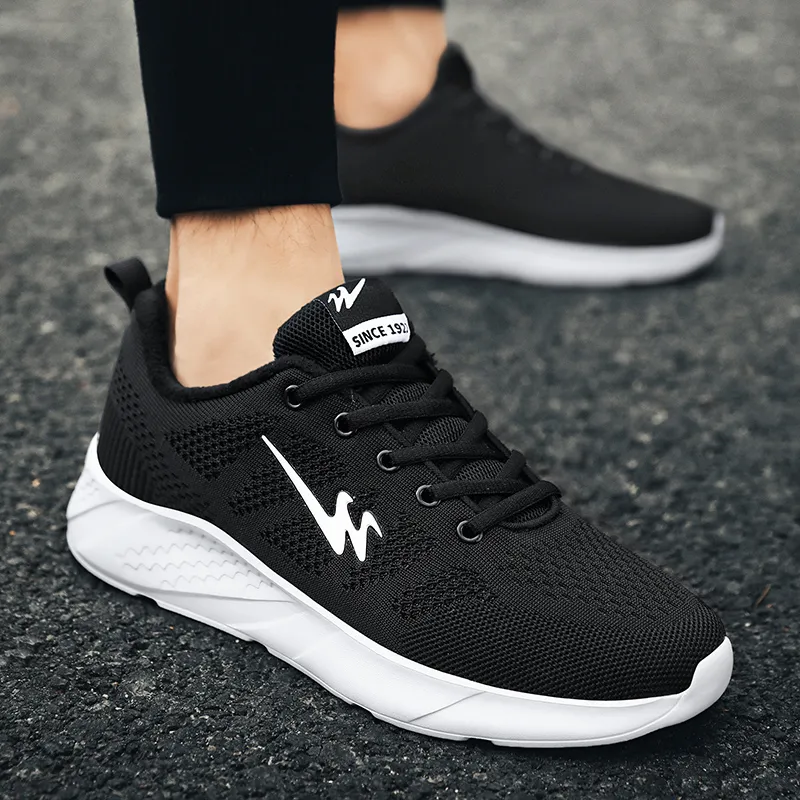 Binary Low Top Running Shoes Men's Black White-6
