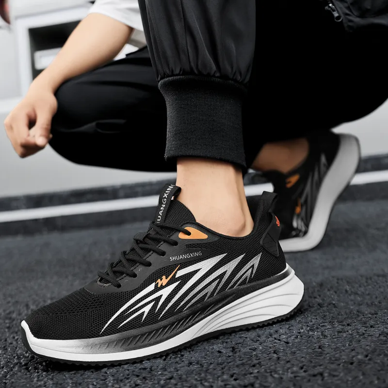 Binary Low Top Running Shoes Men's Black Orange-11