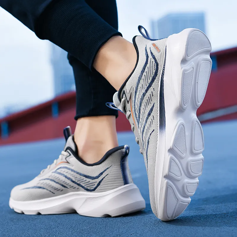 Binary Cushioning Anti Slip And Wear Resistant Breathable Support Low Top Running Shoes Men's Gray-3