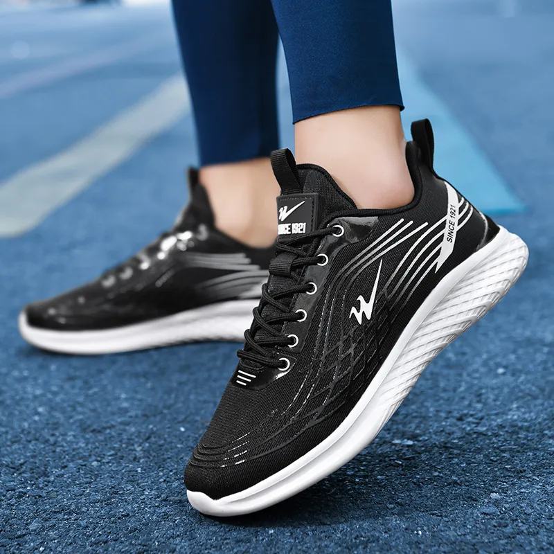 Binary Shock Absorbing, Non Slip, Wear Resistant, Breathable And Lightweight Low Top Running Shoes Women's Black White-3