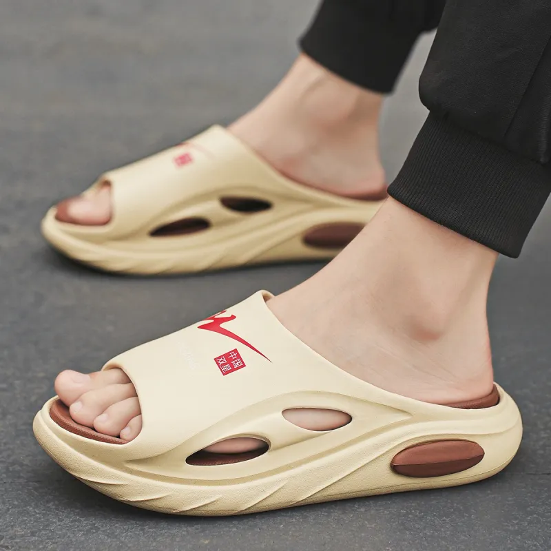 Binary Quiet Slip Resistant Odor Resistant Abrasion Resistant Quick Dry Antibacterial Massage Slide Slippers Men's-20