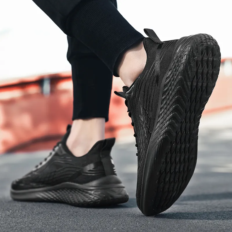 Binary Low Top Running Shoes Men's Black Warrior-8