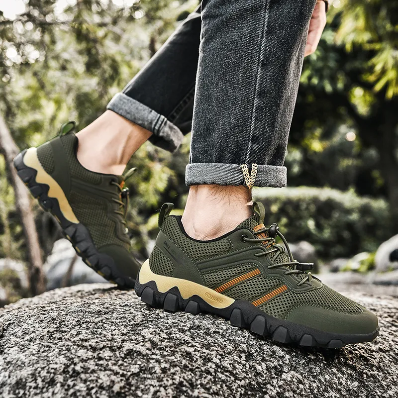 Binary Shock Absorbing, Non Slip, Wear Resistant, Breathable And Lightweight Low Top Outdoor Shoes Men's Army Green-11