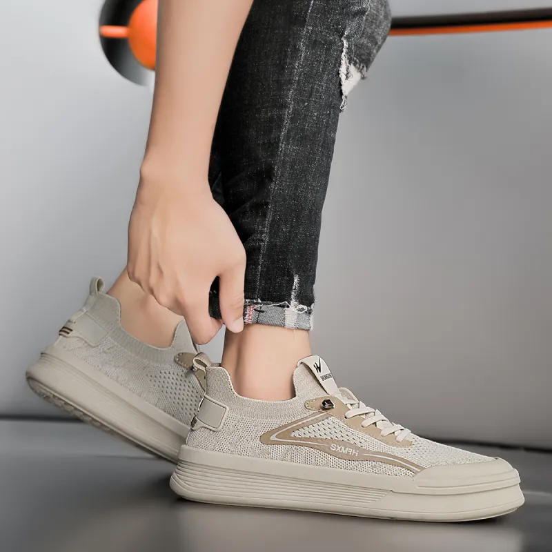 Binary Slip Resistant And Breathable Low Top Casual Shoes Men's Beige-8