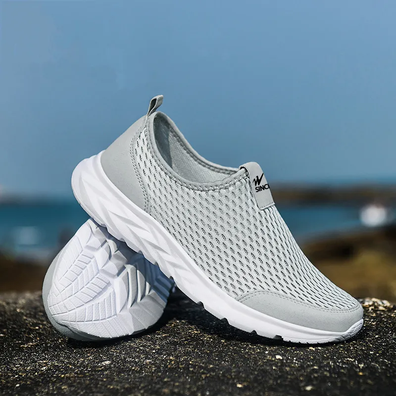 Binary Shock Absorbers Slip Resistant Breathable Low Top Casual Shoes Men's Gray-1