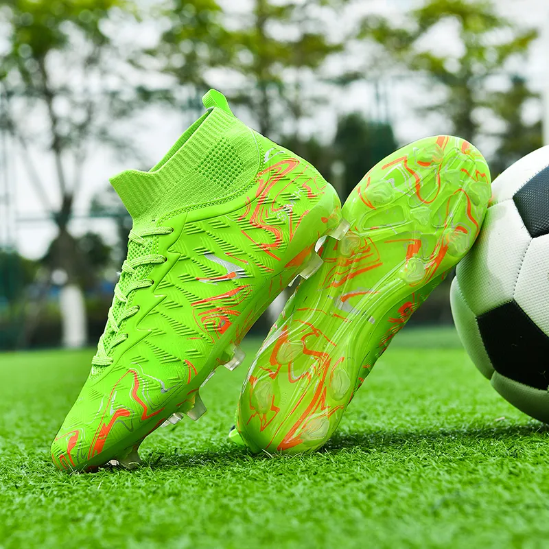 Binary FG Firm Ground Cushioning Abrasion Resistant Lightweight Slip Resistant Soccer Shoes Unisex Neon Green-2