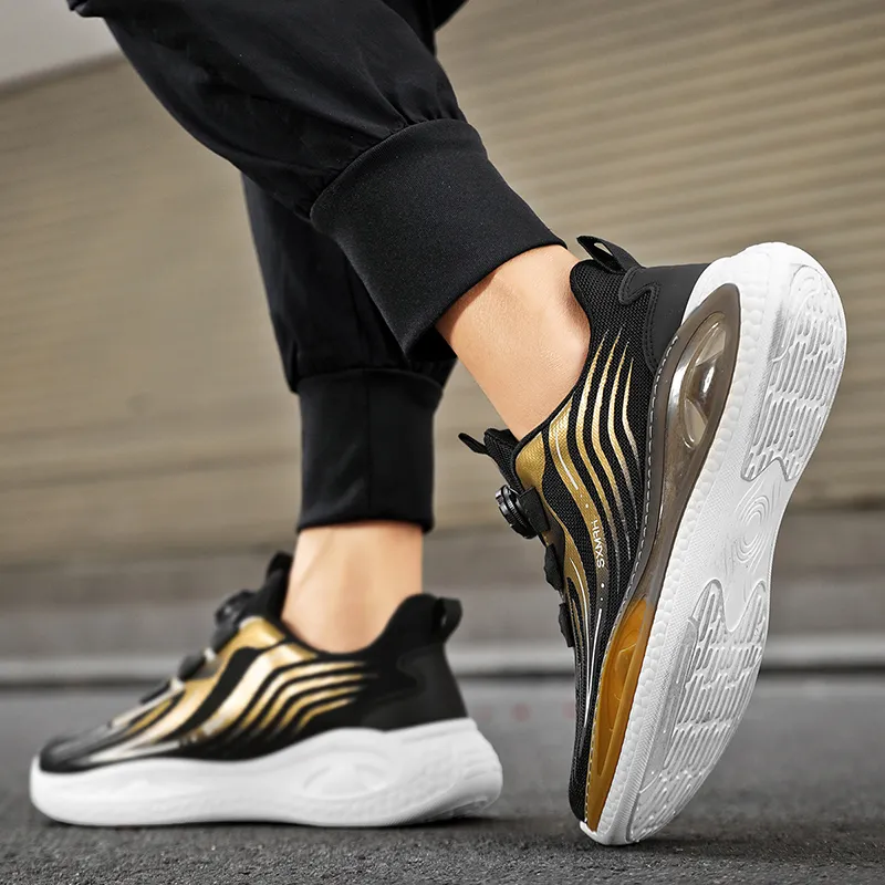 Binary Low Top Running Shoes Men's Black Gold-9