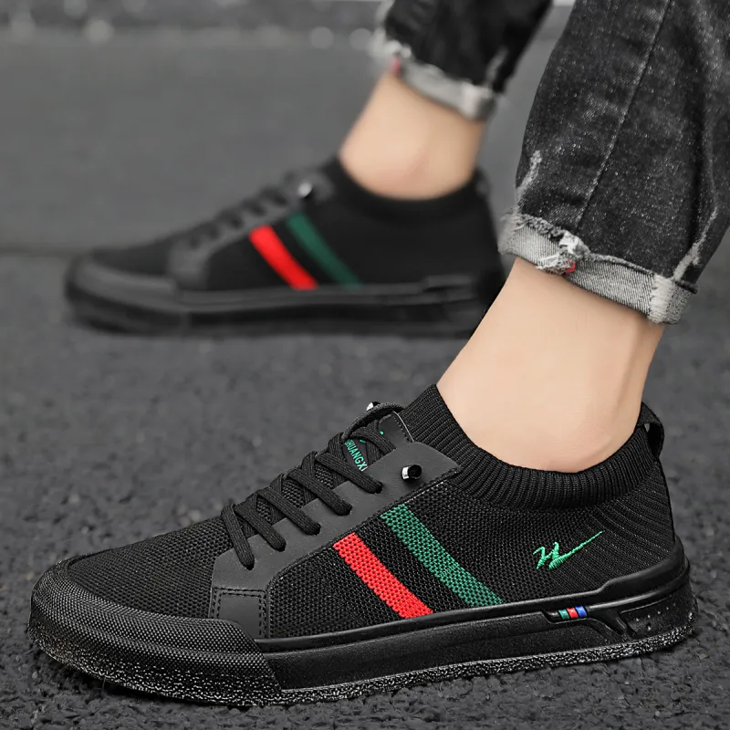 Binary Slip Resistant Cushioning Abrasion Resistant Lightweight Breathable Low Top Skateboard Shoes Men's Black-7
