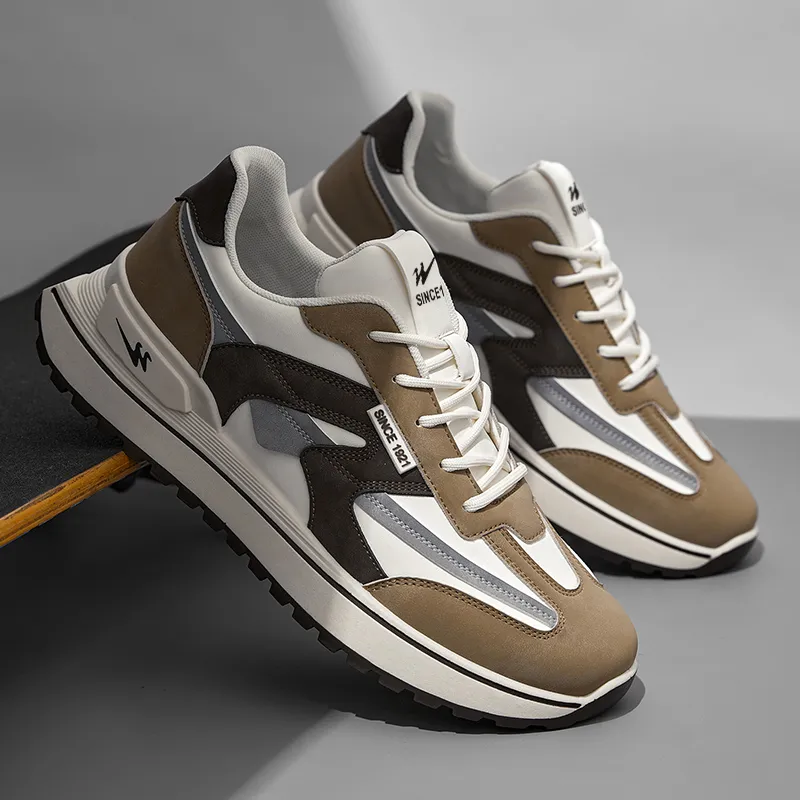 Binary Low Top Running Shoes Men's Khaki-5