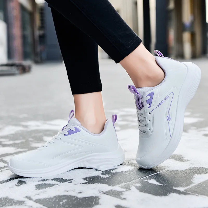 Binary Low Top Running Shoes Women's White Purple-5
