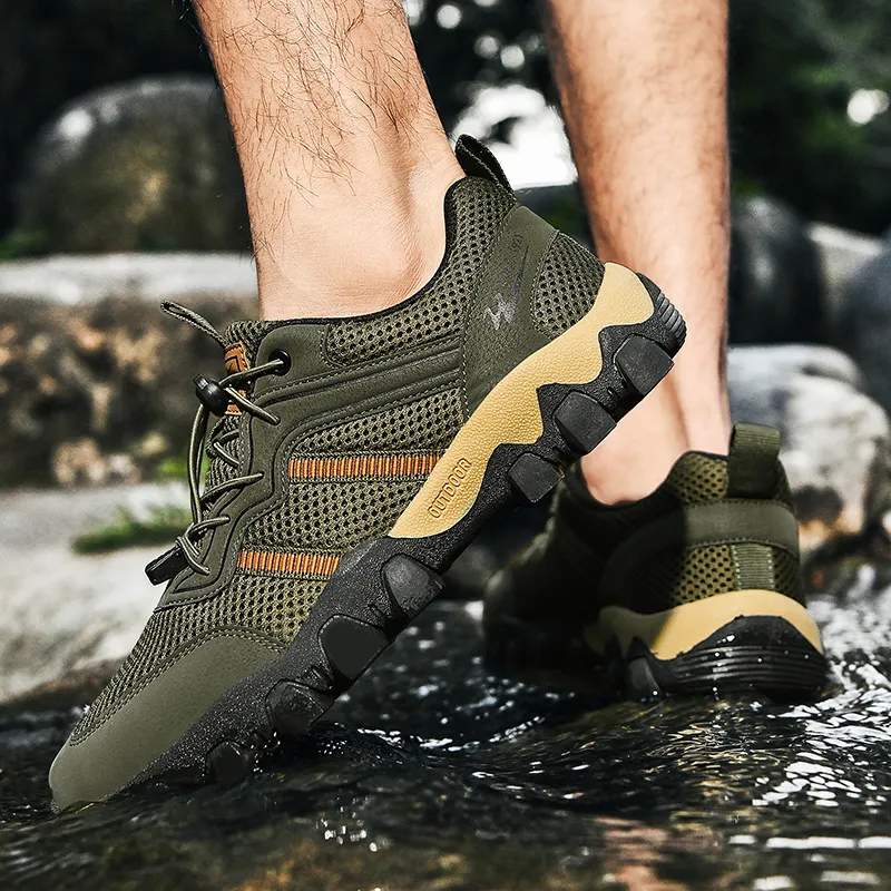 Binary Shock Absorbing, Non Slip, Wear Resistant, Breathable And Lightweight Low Top Outdoor Shoes Men's Army Green-12