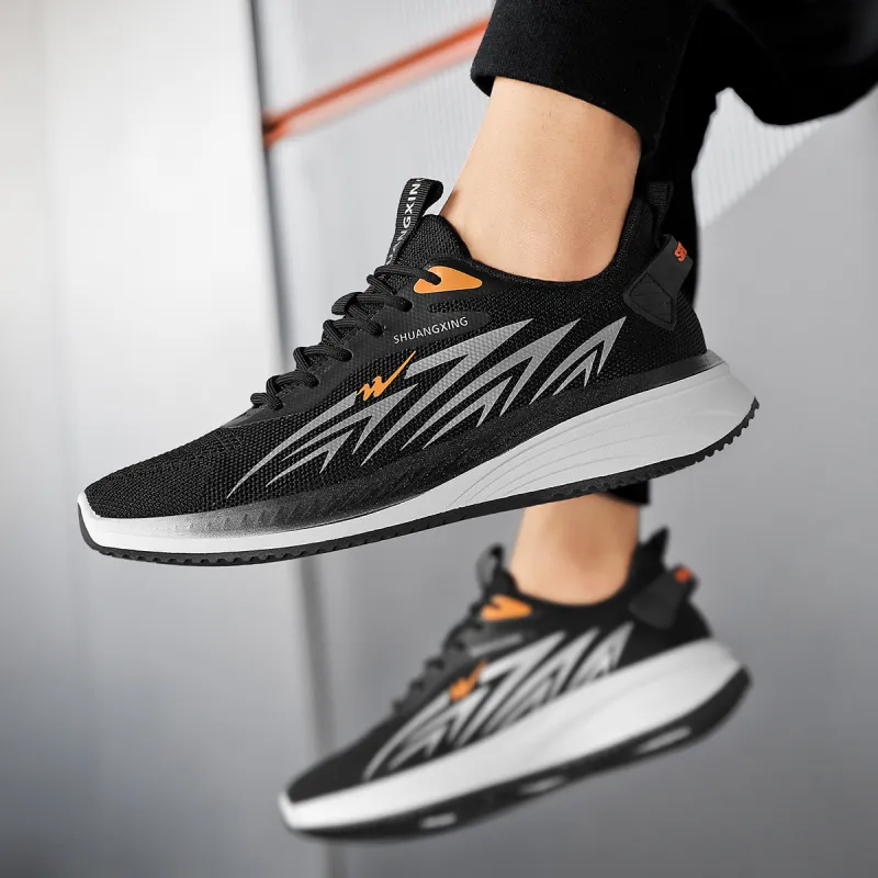 Binary Low Top Running Shoes Men's Black Orange-8