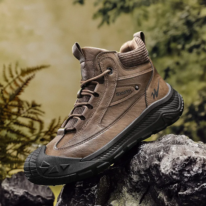Binary High Top Casual Shoes Men's Brown-6