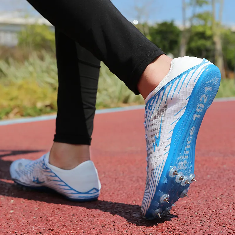 Binary Cushioned Anti-Slip Wear-Resistant Breathable Lightweight Running Shoes Unisex White Blue-11