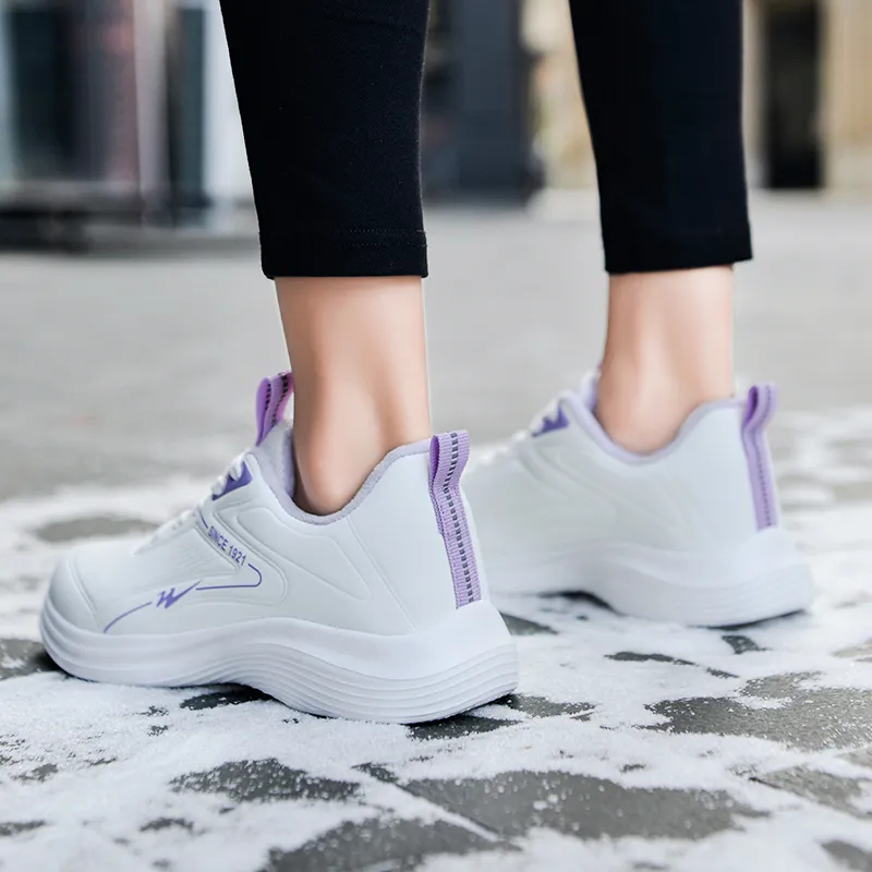 Binary Low Top Running Shoes Women's White Purple-7