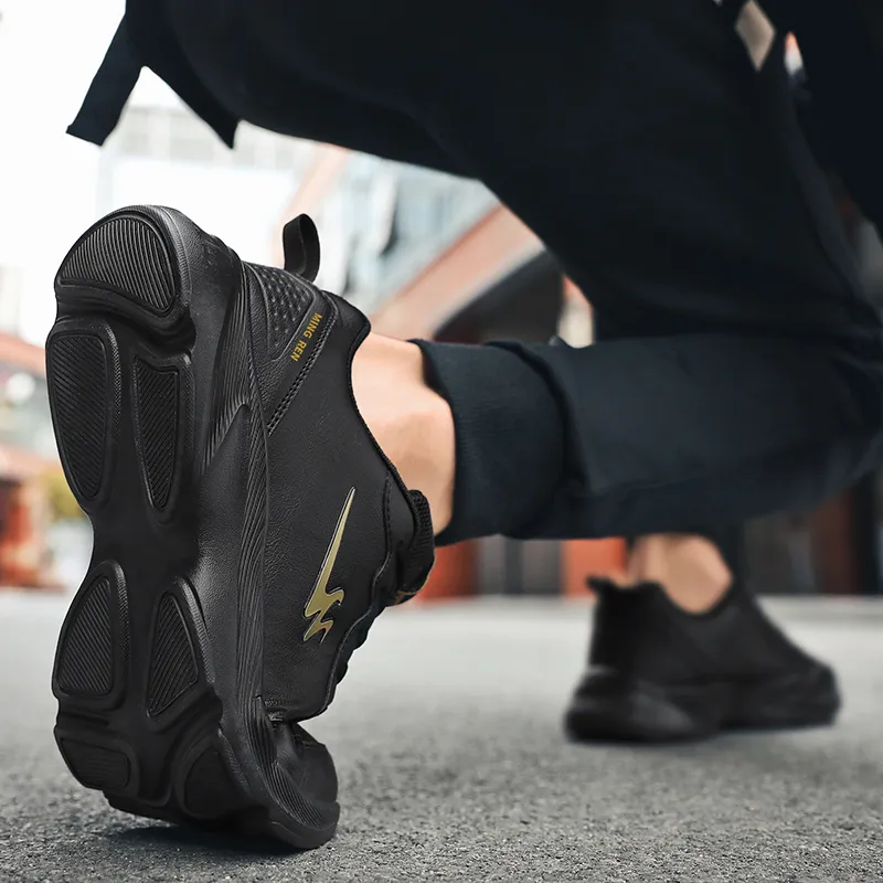 Binary Low Top Running Shoes Men's Black Gold-7