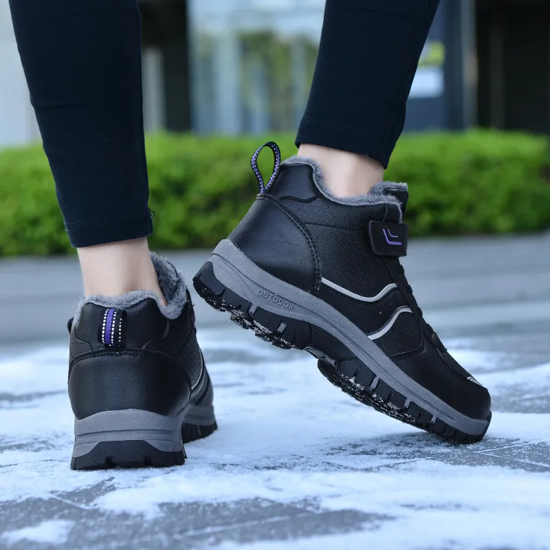 Binary Slip Resistant, Abrasion Resistant, Height Adjustable, Thermal High Top Casual Shoes Women's Black Purple-7