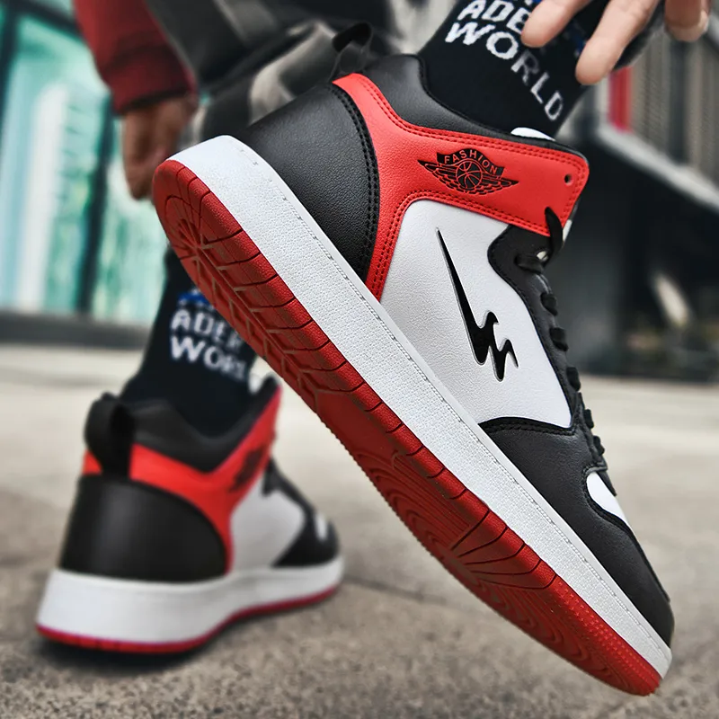 Binary High Top Skateboard Shoes Men's Red-8