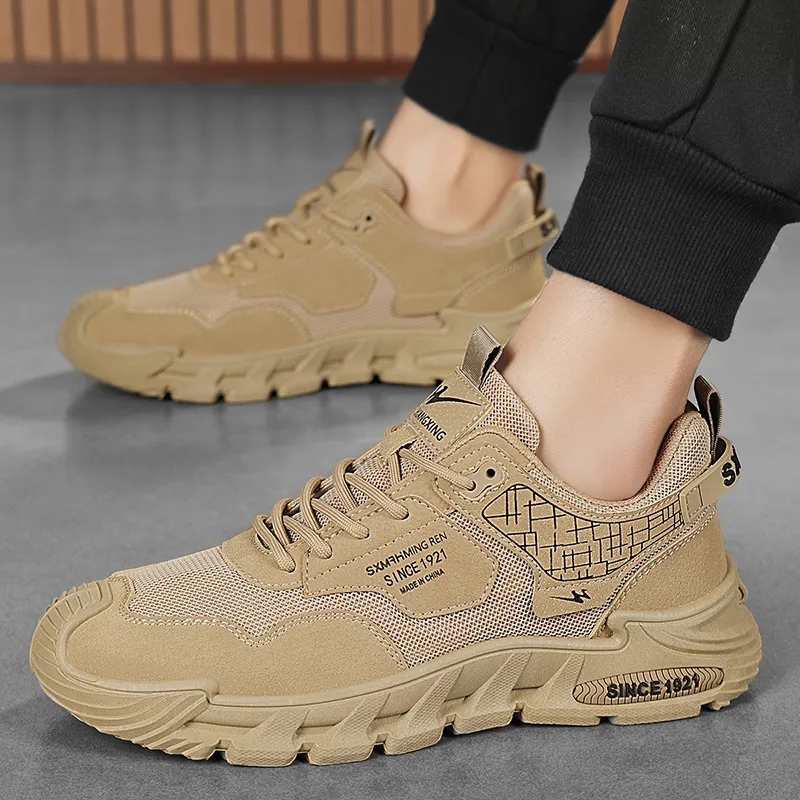 Binary Lightweight Height Increasing Rebound Low Top Casual Shoes Men's Khaki-13