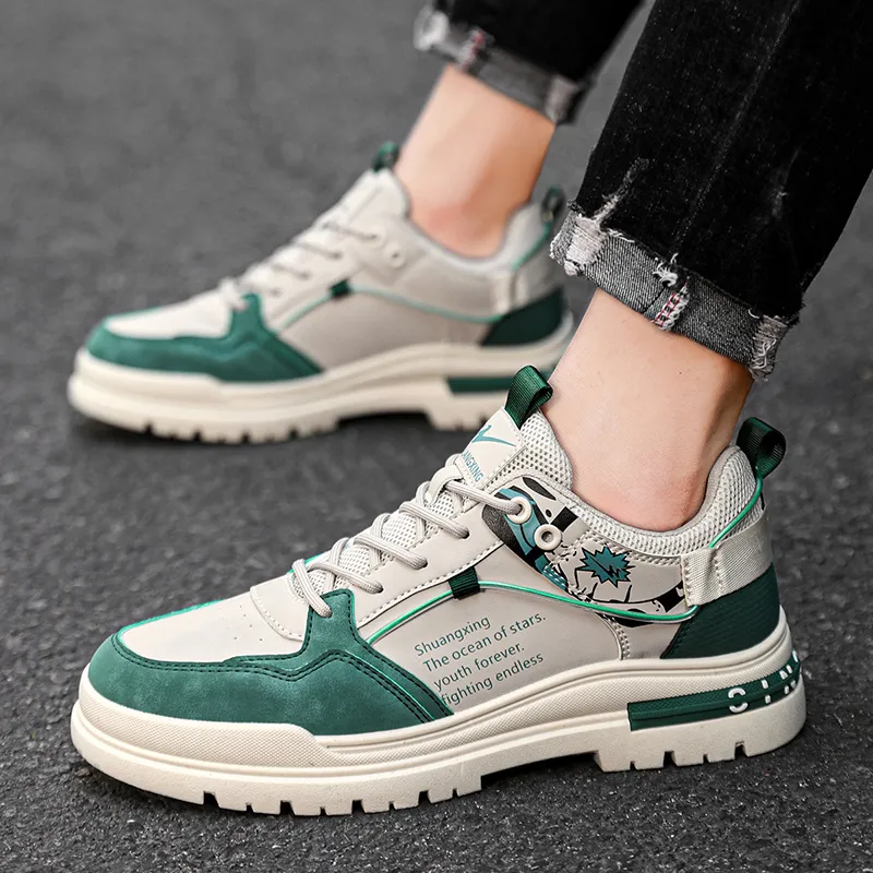 Binary Low Top Skateboard Shoes Men's Beige Green-7