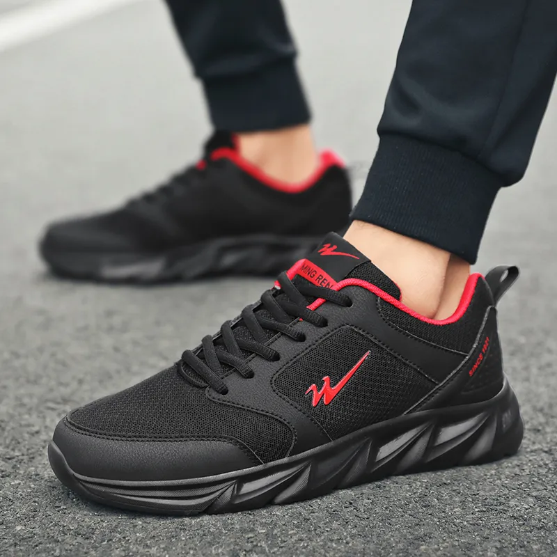 Binary Low Top Running Shoes Men's Black Red-9