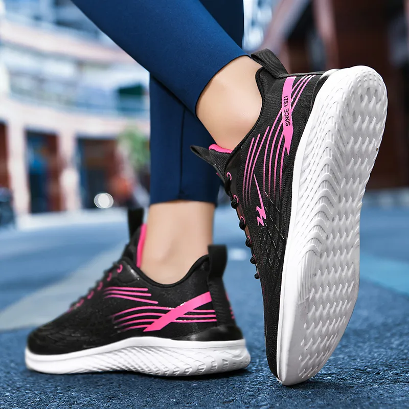 Binary Sports Running Shoes Women's Black Rose Red-6