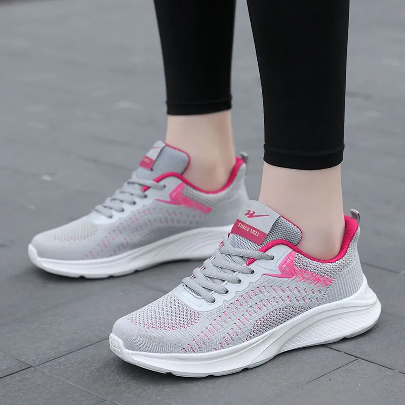 Binary Shock Absorbing, Non Slip, Wear Resistant, Breathable And Lightweight Low Top Running Shoes Women's Gray-5