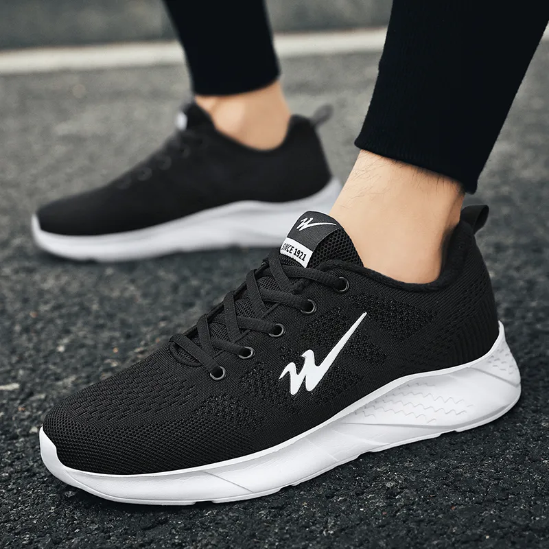 Binary Low Top Running Shoes Men's Black White-4