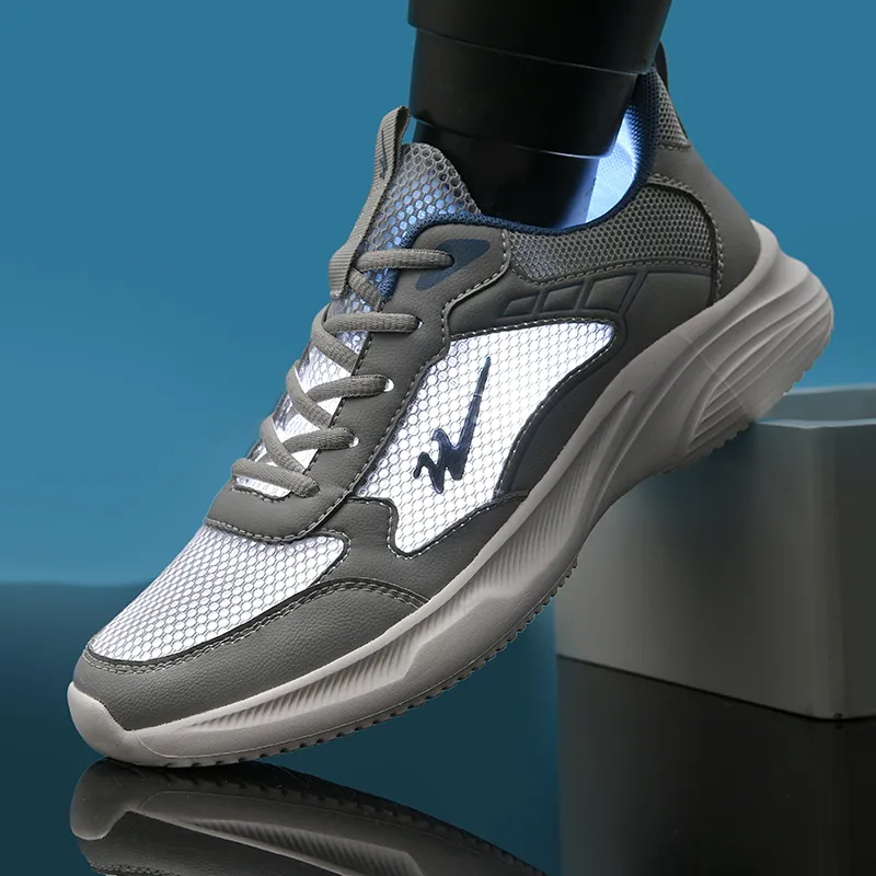 Binary Cushioning, Lightweight, Breathable, Slip Resistant Low Top Running Shoes Men's Gray-6