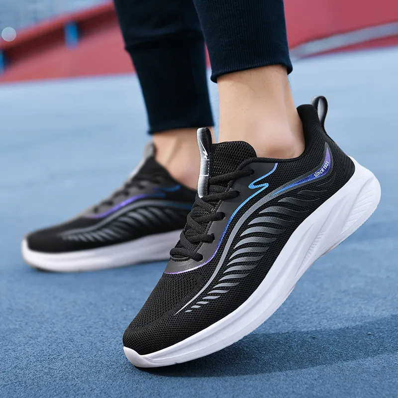 Binary Cushioning Rebound Lightweight Breathable Slip Resistant Low Top Running Shoes Men's Black-7