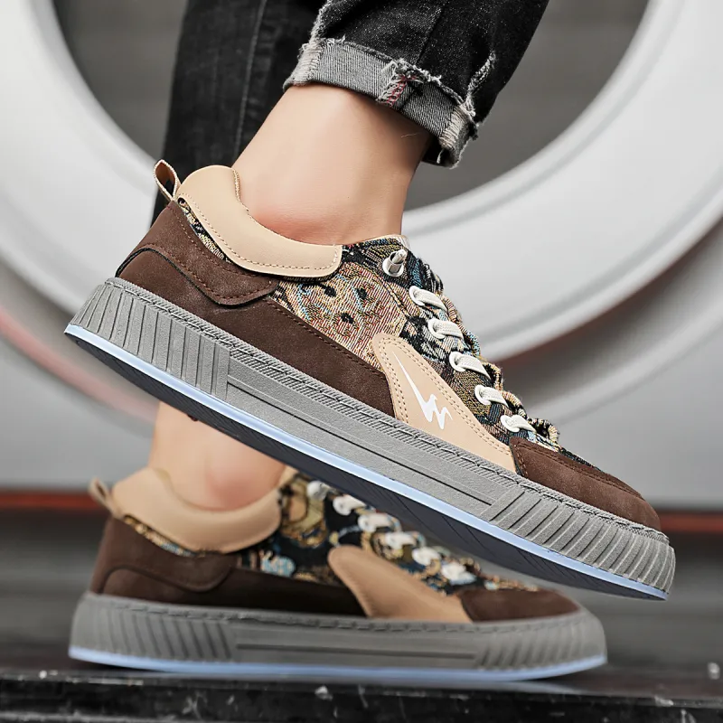 Binary Low Top Skateboard Shoes Men's Brown-10