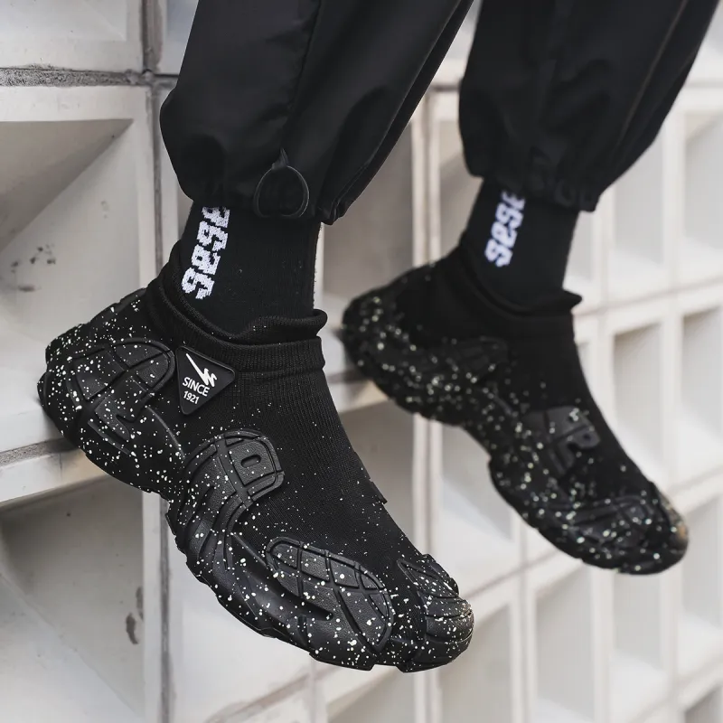 Binary Low Top Chunky Sneakers Men's Black-6