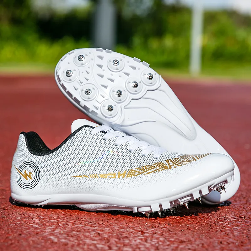 Binary Cushioning Abrasion Resistant Lightweight Slip Resistant Low Top Running Shoes Unisex White Gold-3