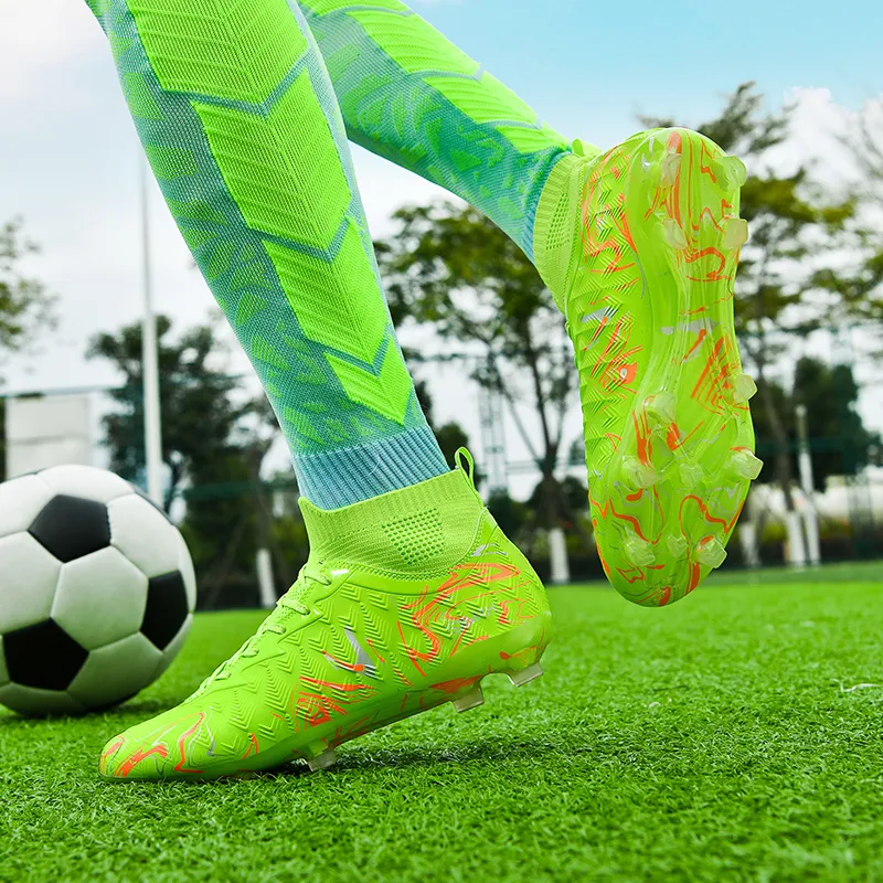 Binary FG Firm Ground Cushioning Abrasion Resistant Lightweight Slip Resistant Soccer Shoes Unisex Neon Green-3