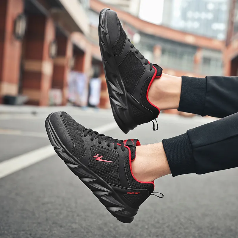 Binary Low Top Running Shoes Men's Black Red-6