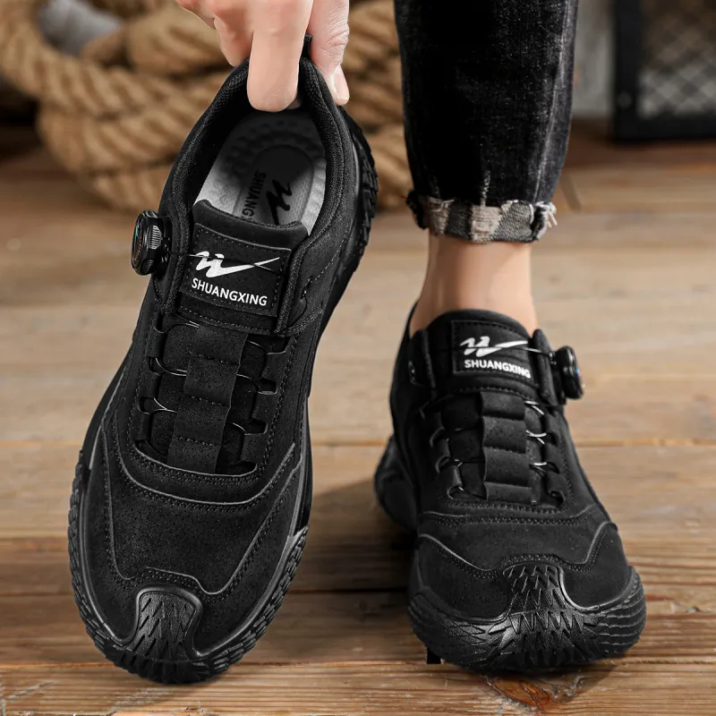 Binary Slip Resistant, Abrasion Resistant, Lightweight Low Top Casual Shoes Men's Black-6