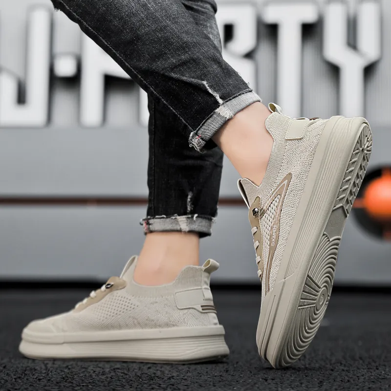 Binary Slip Resistant And Breathable Low Top Casual Shoes Men's Beige-6