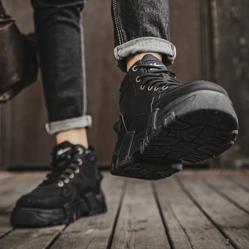 Binary Work Boots Men Mid Top Black-13