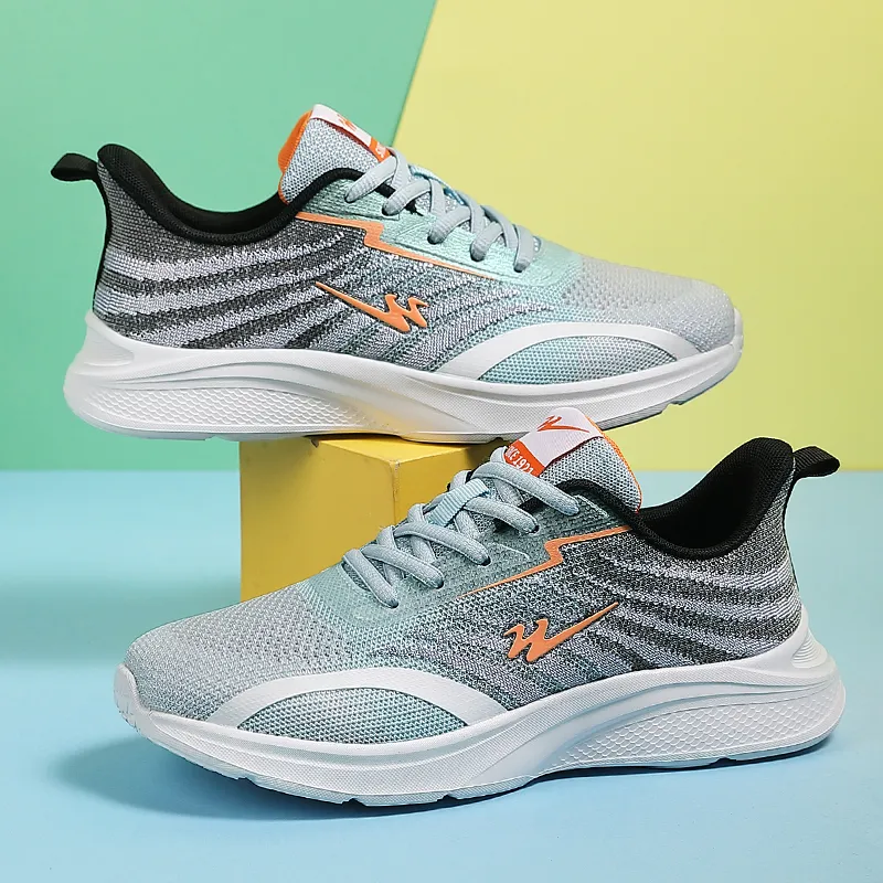 Binary Cushioning, Lightweight, Breathable, Slip Resistant Low Top Casual Running Shoes Women's Gray Moon Orange-3
