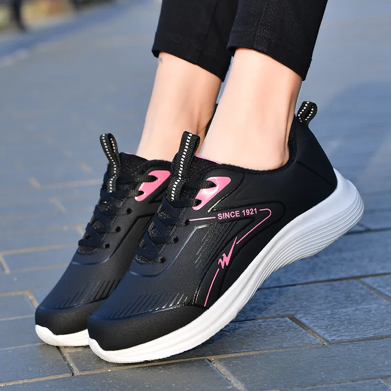 Binary Low Top Running Shoes Women's Black Rose Red-8