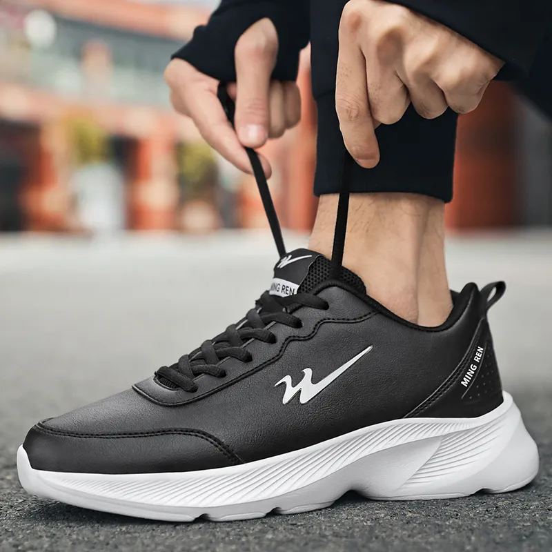 Binary Lightweight Rebound Low Top Casual Shoes Men's Black White-2