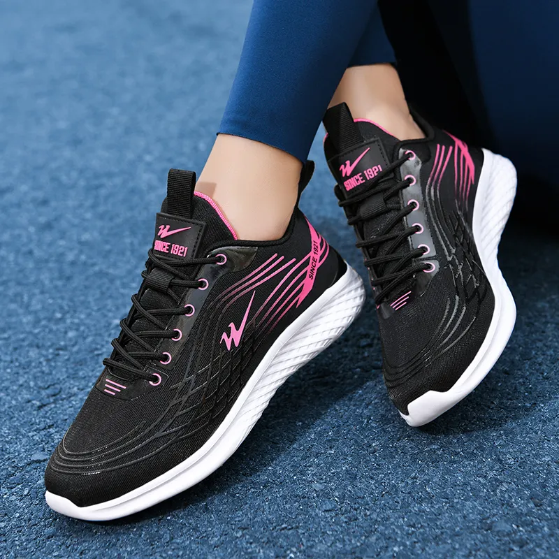 Binary Sports Running Shoes Women's Black Rose Red-3