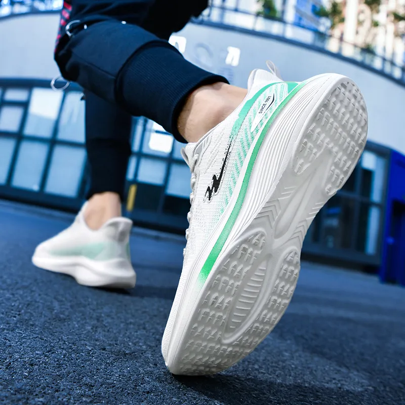 Binary Running Shoes Men Low Top White/Green-10