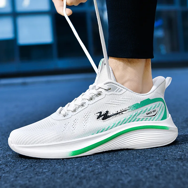 Binary Running Shoes Men Low Top White/Green-11