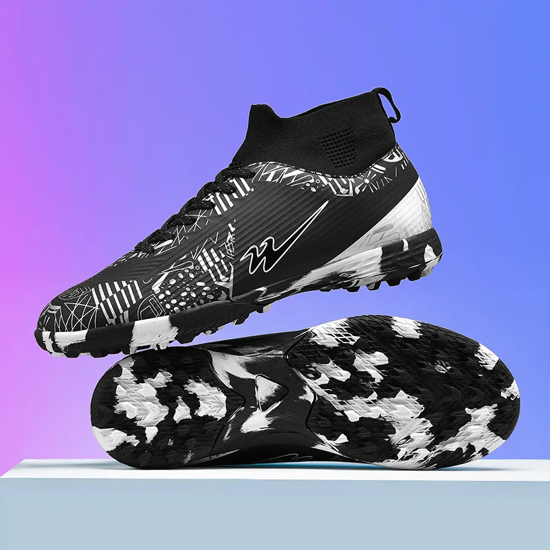 Binary TF Turf Cushioning Abrasion Resistant Lightweight Soccer Shoes Unisex Black White Silver-3