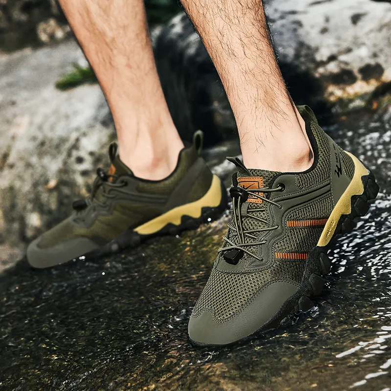 Binary Shock Absorbing, Non Slip, Wear Resistant, Breathable And Lightweight Low Top Outdoor Shoes Men's Army Green-6