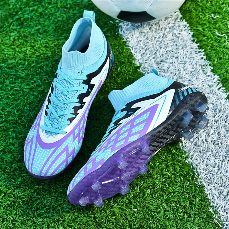 Binary Soccer Shoes Unisex High Top Purple-4