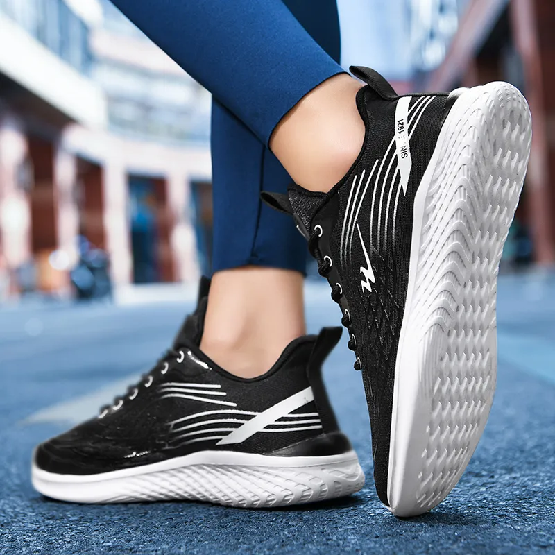 Binary Shock Absorbing, Non Slip, Wear Resistant, Breathable And Lightweight Low Top Running Shoes Women's Black White-6