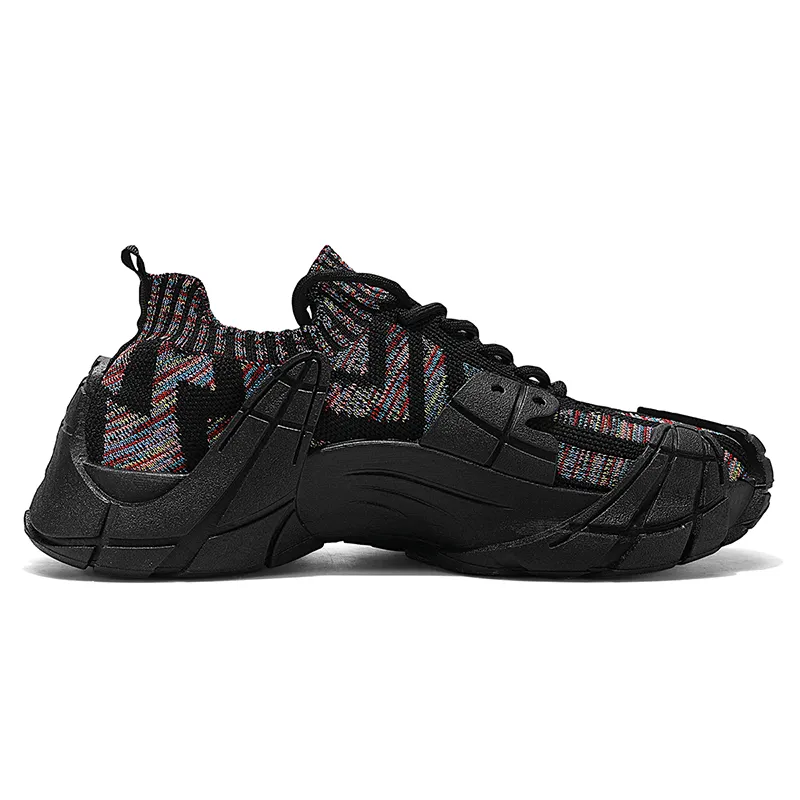 Binary Abrasion Resistant Slip Resistant Low Top Chunky Sneakers Men's Multicolor Black-2