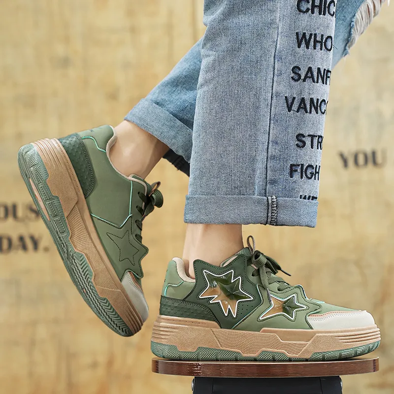 Binary Skateboard Shoes Unisex Low Top Dark Green/Beige-7
